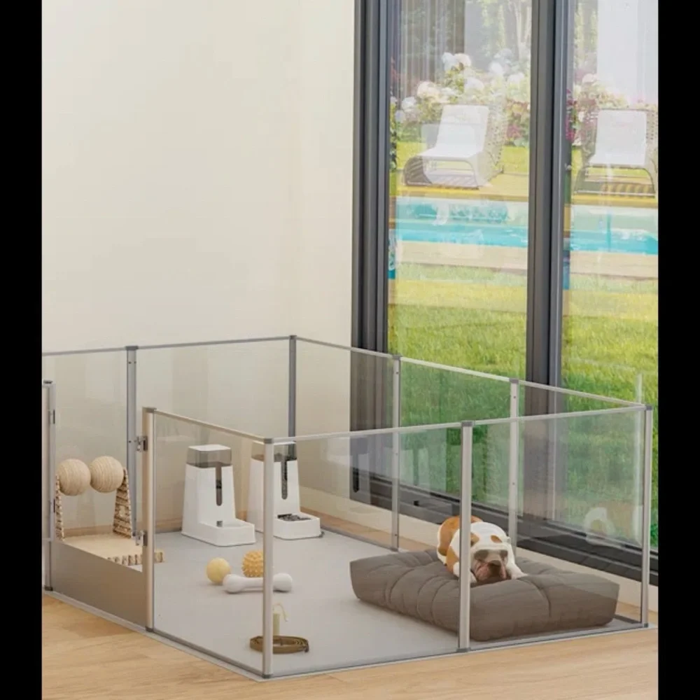 ▫️Acrylic Pet Playpen w/Latch Door- Silver 24”H 10 Panels◽️